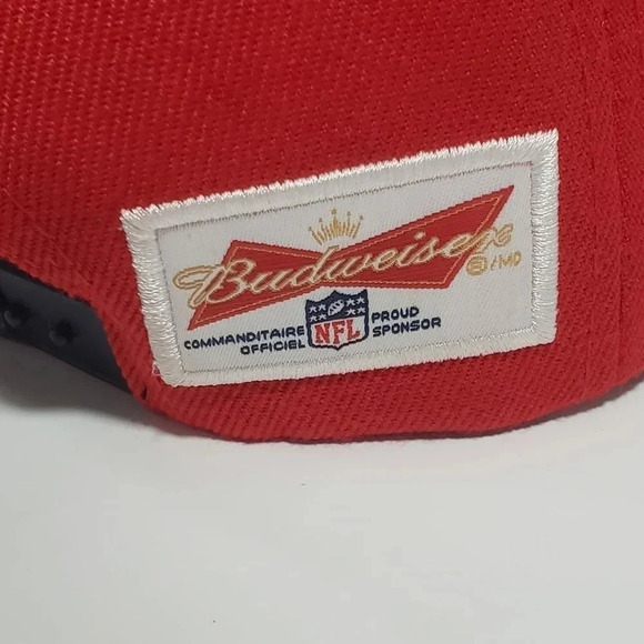 New England Patriots,Budweiser NFL Red Canvas Mens Snapback Hat. - Picture 5 of 6